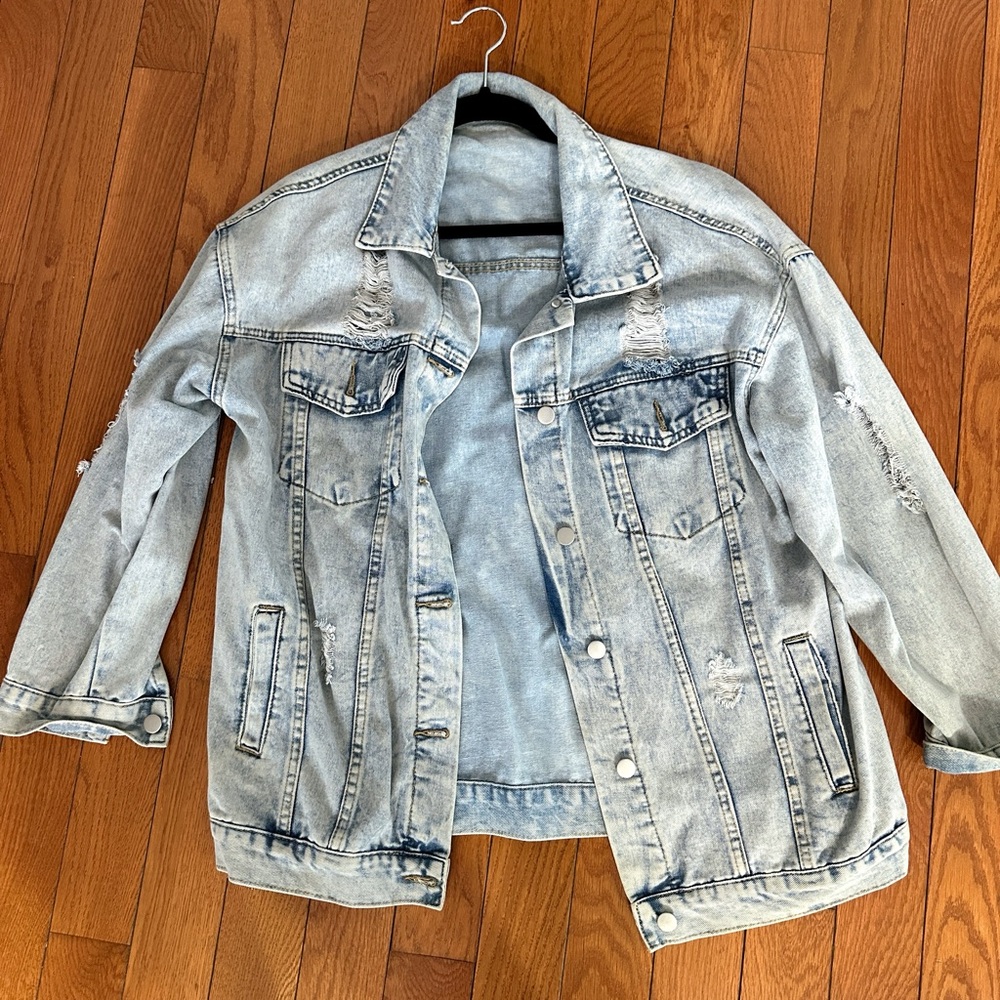 Light Wash Distressed Denim Jacket